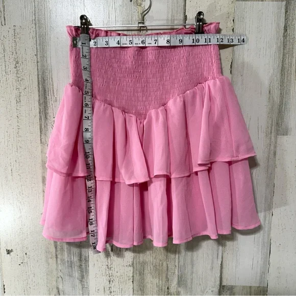 SHEIN Mod Pink Ruffled Mini Skirt NEW - Picture 4 of 12